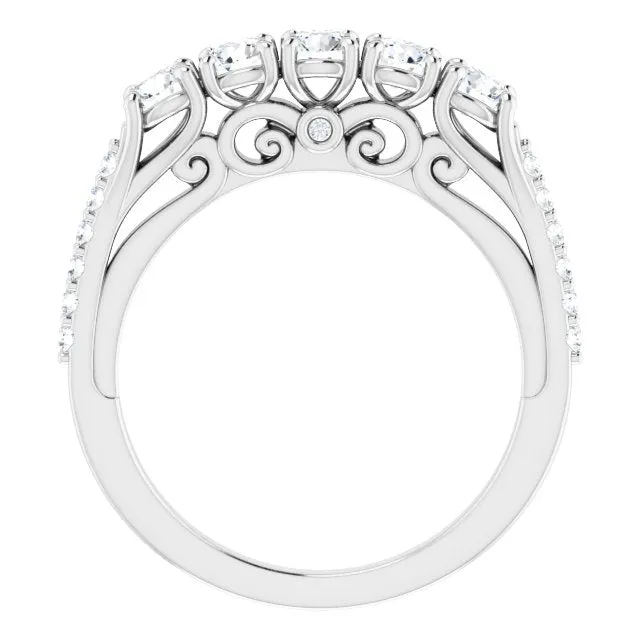 0.37 ct. Round Cut Diamond Wedding Band Filigree Accent Anniversary Ring