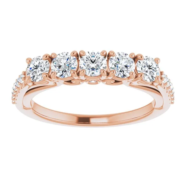 0.37 ct. Round Cut Diamond Wedding Band Filigree Accent Anniversary Ring