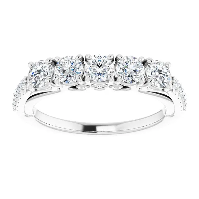 0.37 ct. Round Cut Diamond Wedding Band Filigree Accent Anniversary Ring