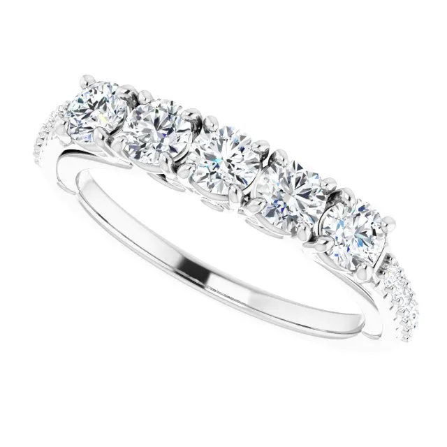 0.37 ct. Round Cut Diamond Wedding Band Filigree Accent Anniversary Ring