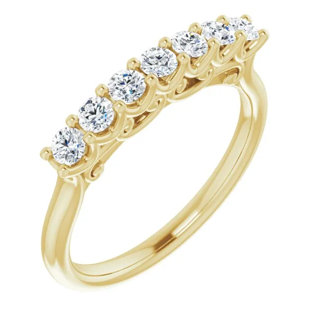 0.42 ct. Round Cut Diamond Wedding Band 7 Stone Anniversary Ring