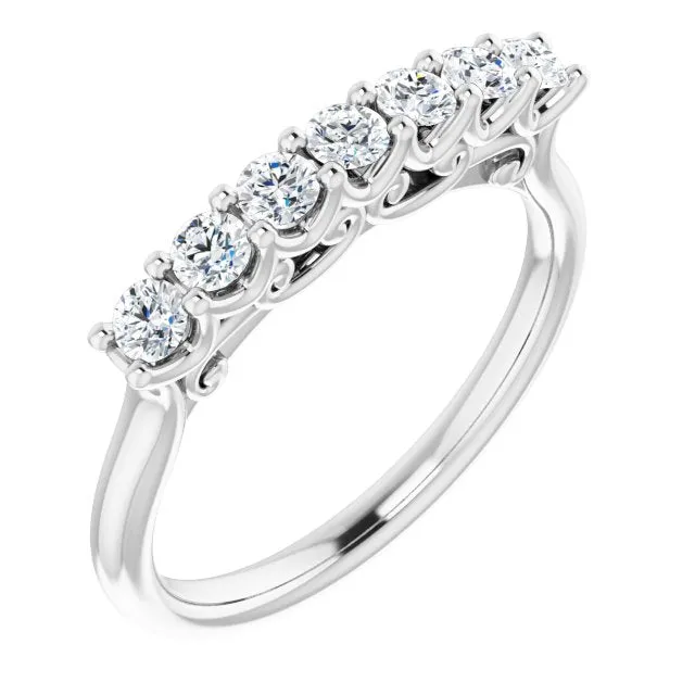 0.42 ct. Round Cut Diamond Wedding Band 7 Stone Anniversary Ring
