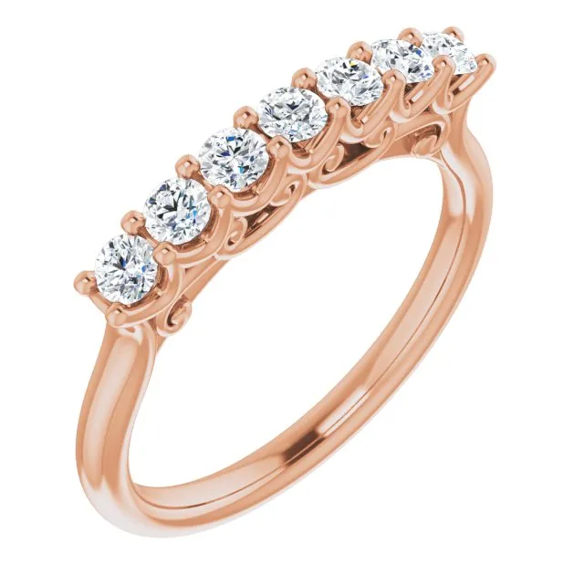 0.42 ct. Round Cut Diamond Wedding Band 7 Stone Anniversary Ring