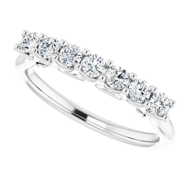 0.42 ct. Round Cut Diamond Wedding Band 7 Stone Anniversary Ring
