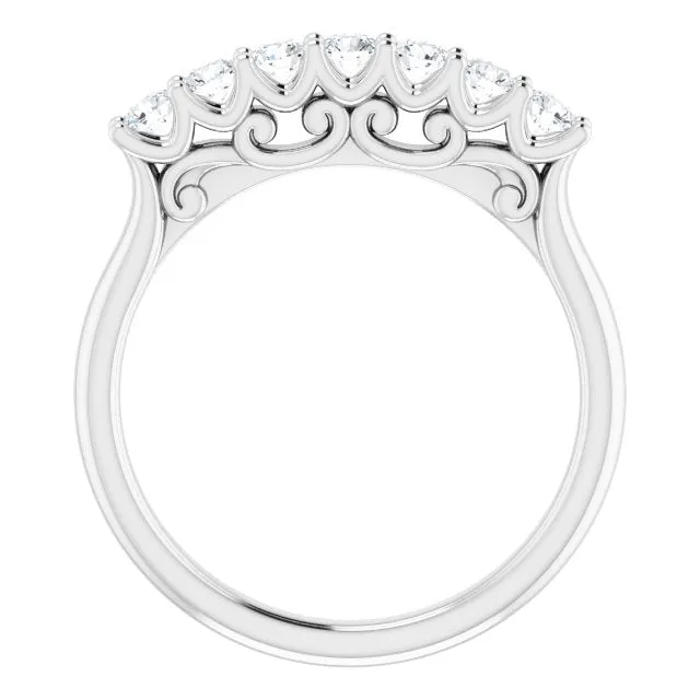 0.42 ct. Round Cut Diamond Wedding Band 7 Stone Anniversary Ring