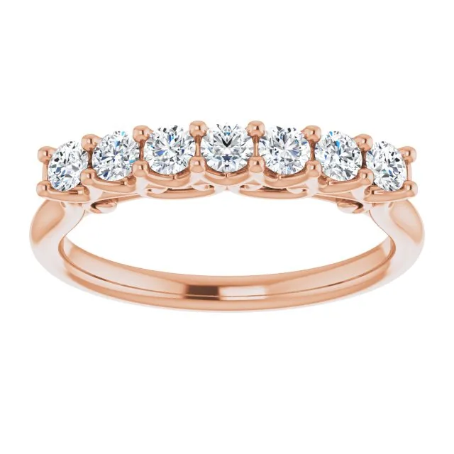 0.42 ct. Round Cut Diamond Wedding Band 7 Stone Anniversary Ring
