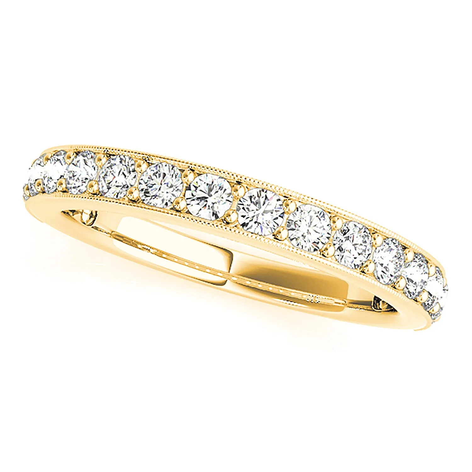 0.50 ctw Round Diamond Wedding Band MIlgrain Accent Anniversary Ring