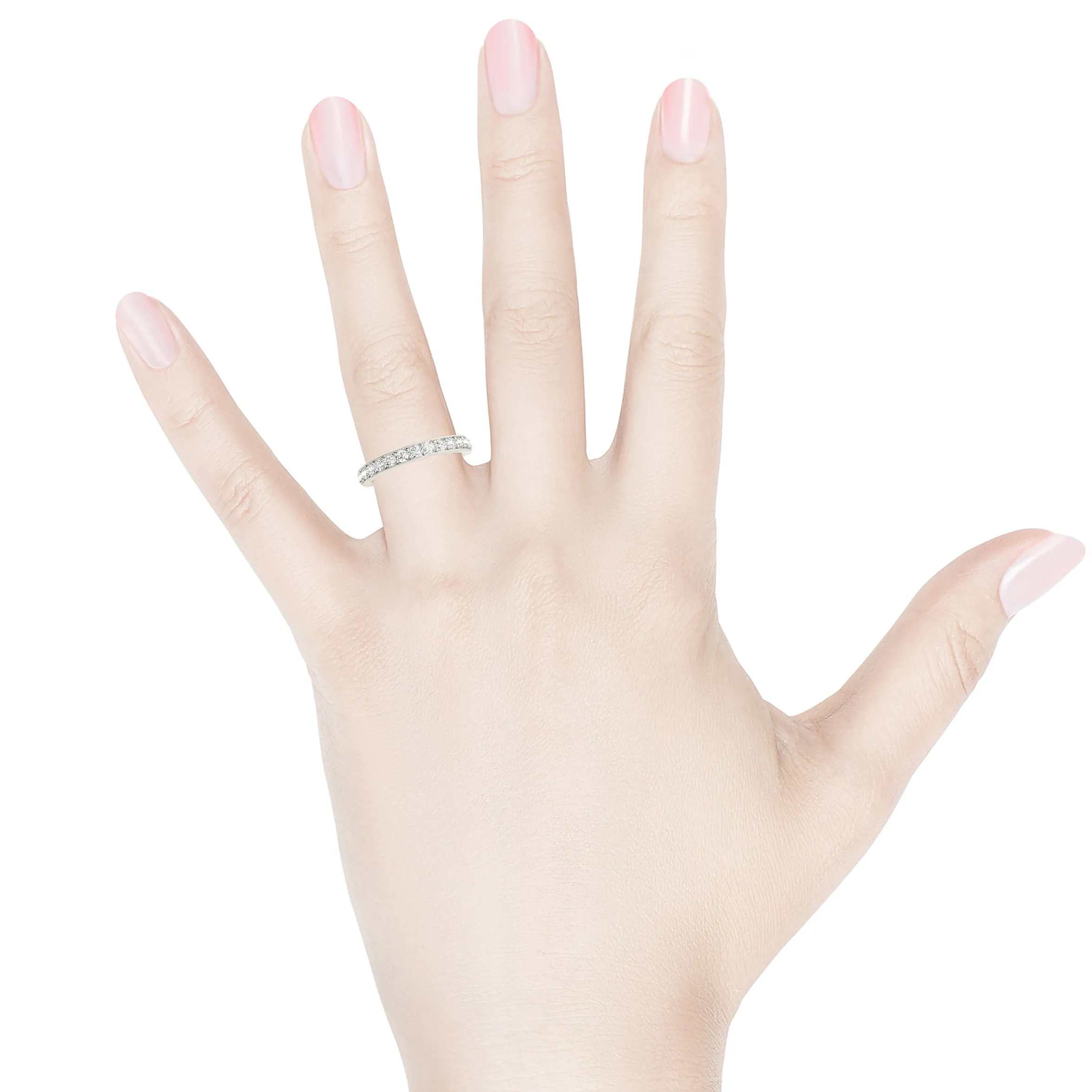 0.50 ctw Round Diamond Wedding Band MIlgrain Accent Anniversary Ring