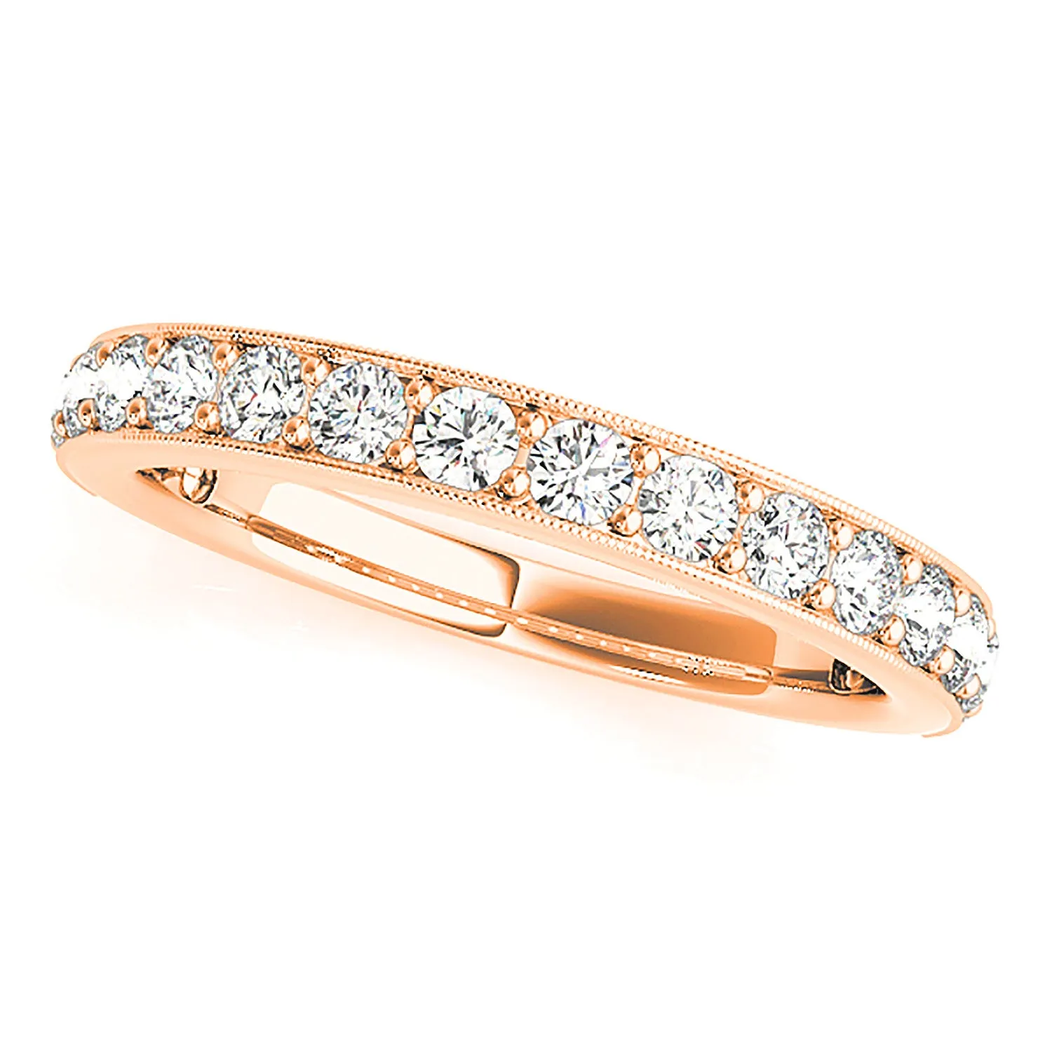 0.50 ctw Round Diamond Wedding Band MIlgrain Accent Anniversary Ring