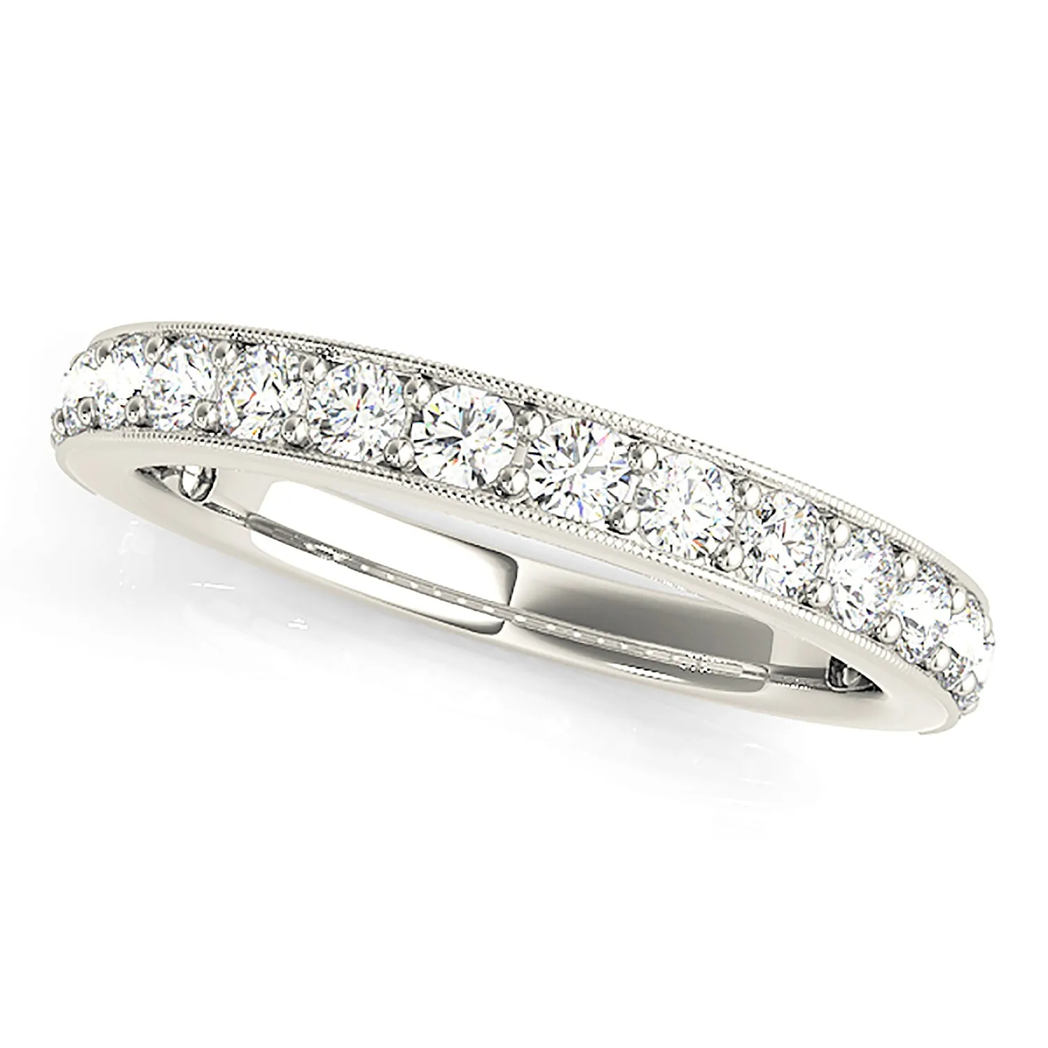 0.50 ctw Round Diamond Wedding Band MIlgrain Accent Anniversary Ring