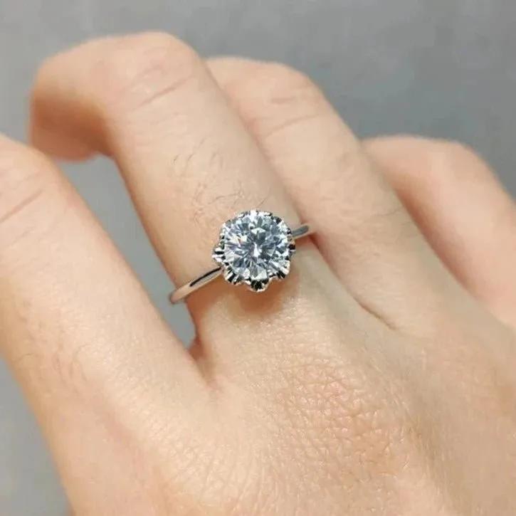 1.0 Ct Round Cut Diamond Snowflake Engagement Ring