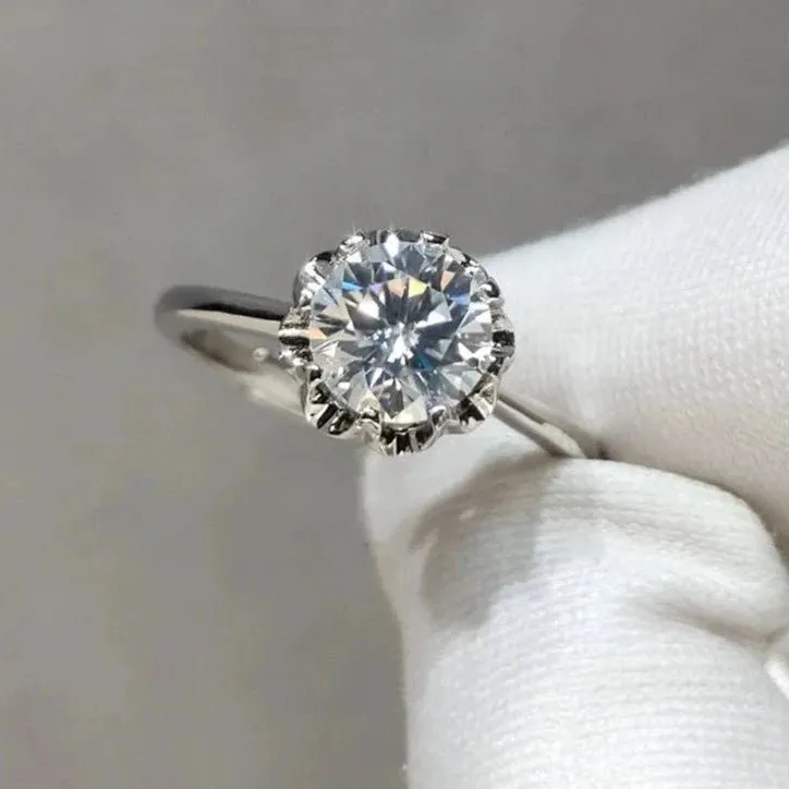 1.0 Ct Round Cut Diamond Snowflake Engagement Ring