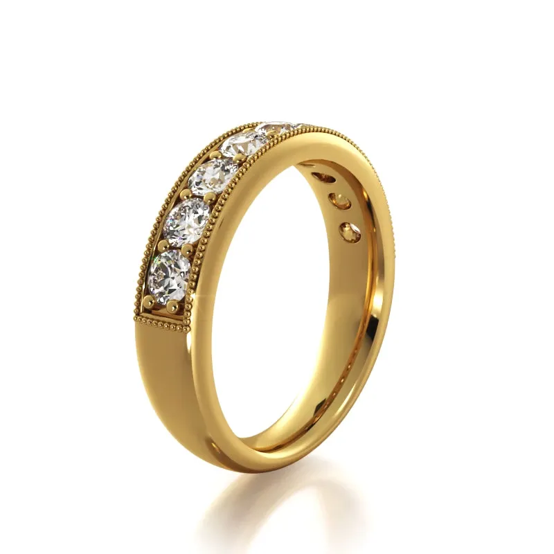 1.0 ct Round Diamond Milgrain Accent Wedding Band