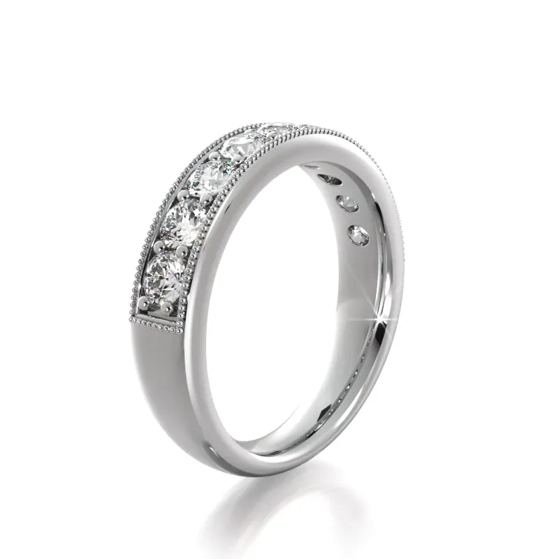 1.0 ct Round Diamond Milgrain Accent Wedding Band