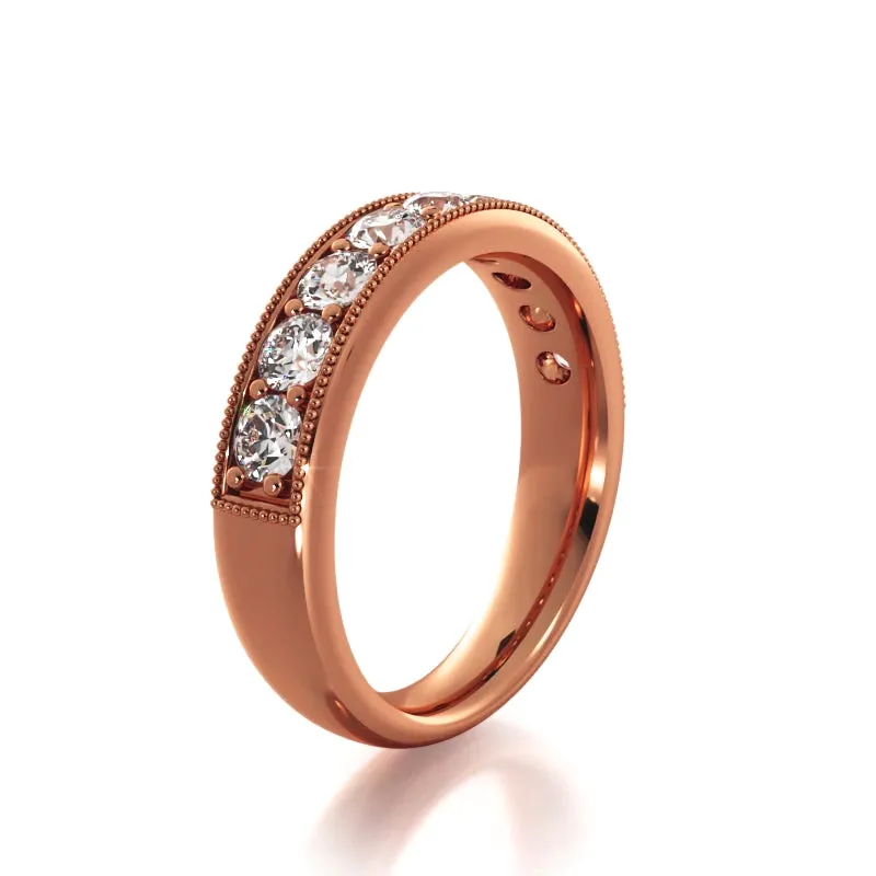 1.0 ct Round Diamond Milgrain Accent Wedding Band