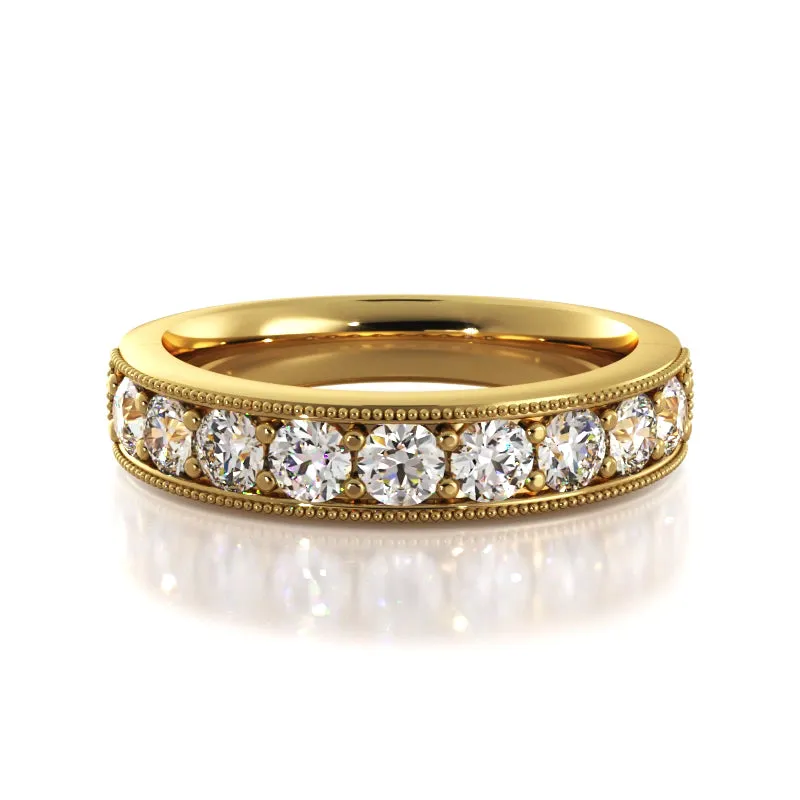 1.0 ct Round Diamond Milgrain Accent Wedding Band