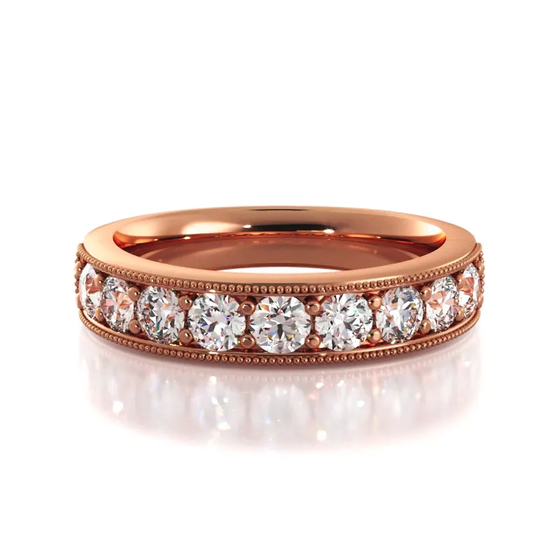 1.0 ct Round Diamond Milgrain Accent Wedding Band