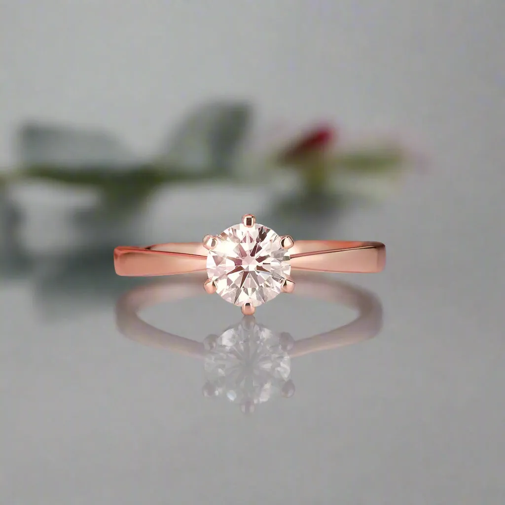 14k Rose Gold 0.8 Ct Lab Grown Diamond Solitaire Engagement Ring
