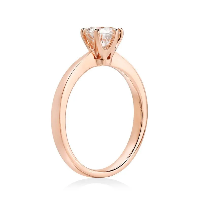 14k Rose Gold 0.8 Ct Lab Grown Diamond Solitaire Engagement Ring
