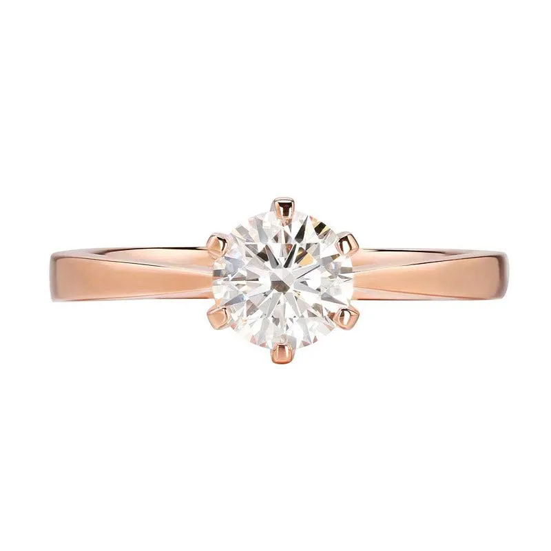 14k Rose Gold 0.8 Ct Lab Grown Diamond Solitaire Engagement Ring