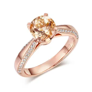 14K Rose Gold Engagement Ring 1.2ct Peach Morganite 0.2ct Natural Diamond