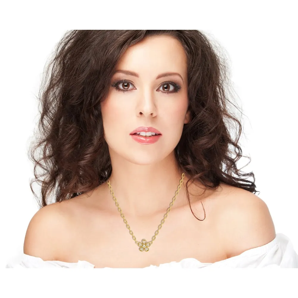 14k Solid Gold Mid Size Diamond Daisy Necklace (0.20.ct.tw)