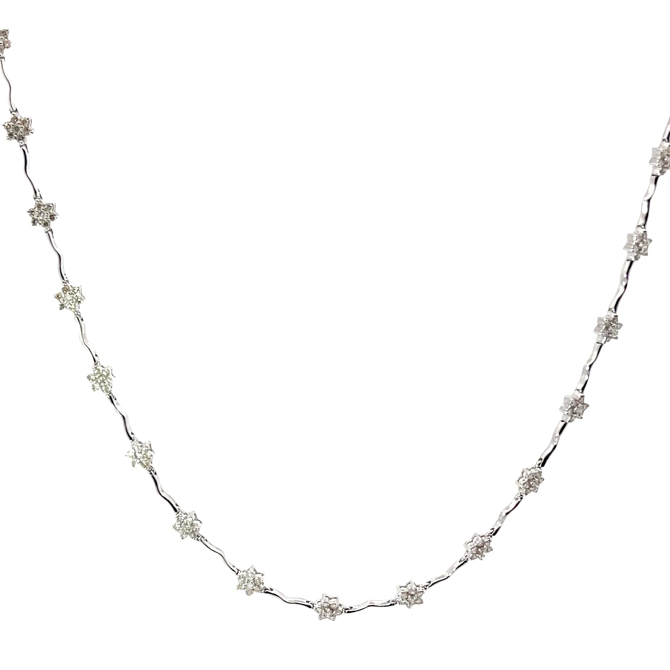 14K WHITE 2CT H SI1 27 SECTION 16 GRAM FLOWER NECKLACE