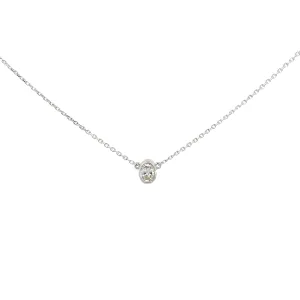 14K WHITE GOLD .26CT H VS2 BEZEL SET OVAL DIAMOND PENDANT