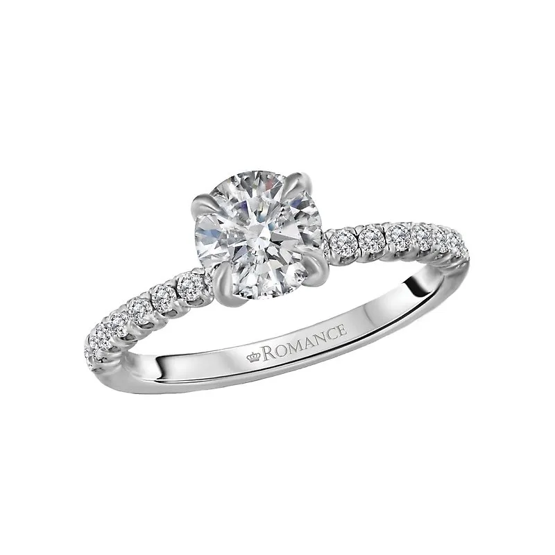 14K White Gold Round Lab Grown Diamond Engagement Ring