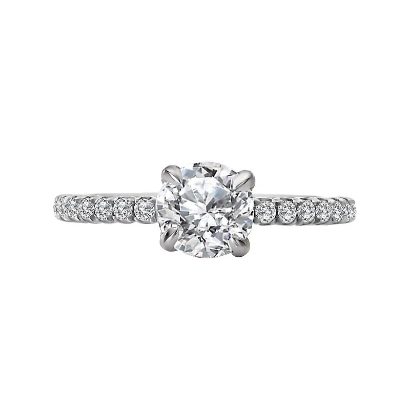 14K White Gold Round Lab Grown Diamond Engagement Ring