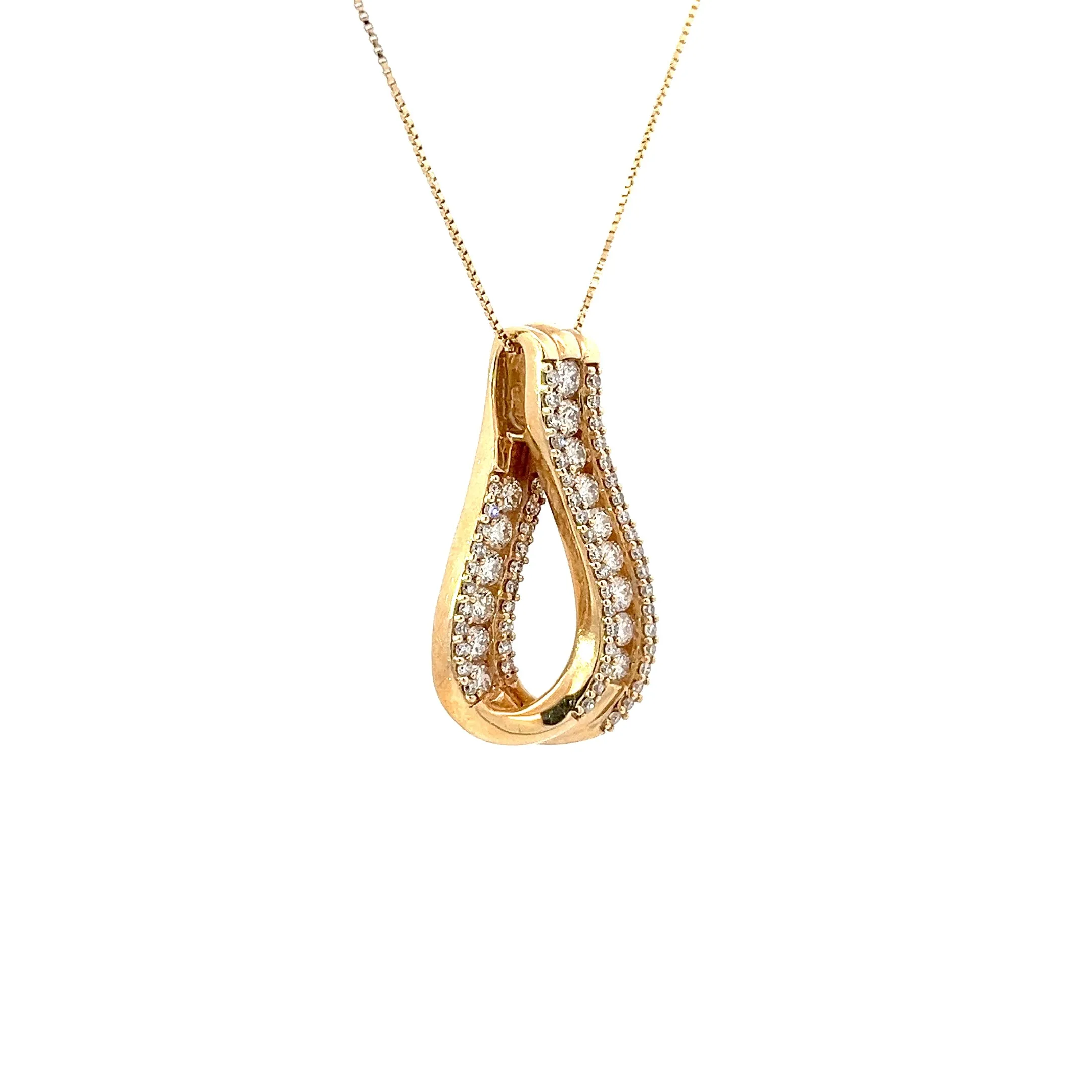 14k Yellow Gold 1ct H SI1 Round Diamond Ribbon Pendant