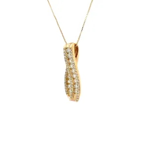 14k Yellow Gold 1ct H SI1 Round Diamond Ribbon Pendant