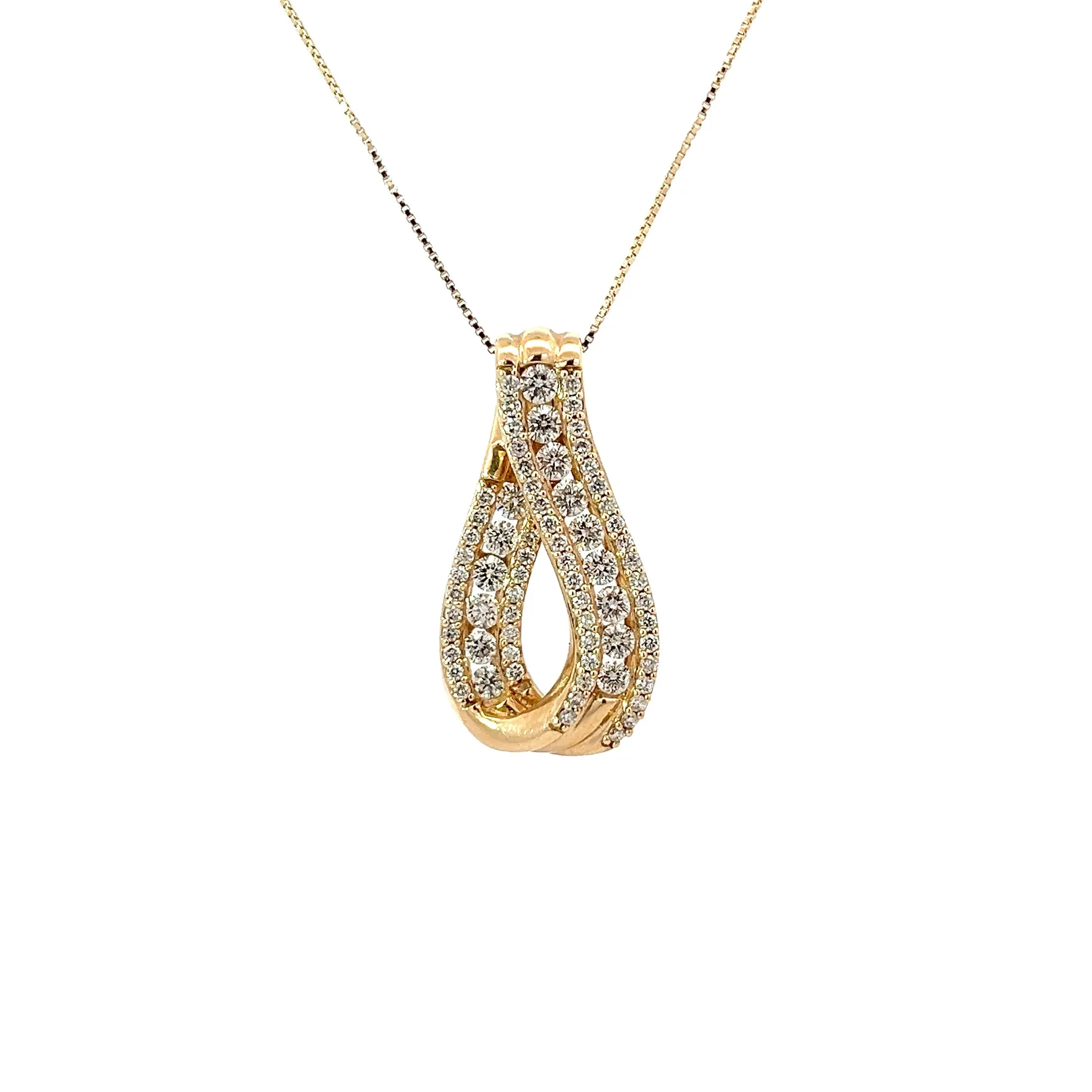 14k Yellow Gold 1ct H SI1 Round Diamond Ribbon Pendant