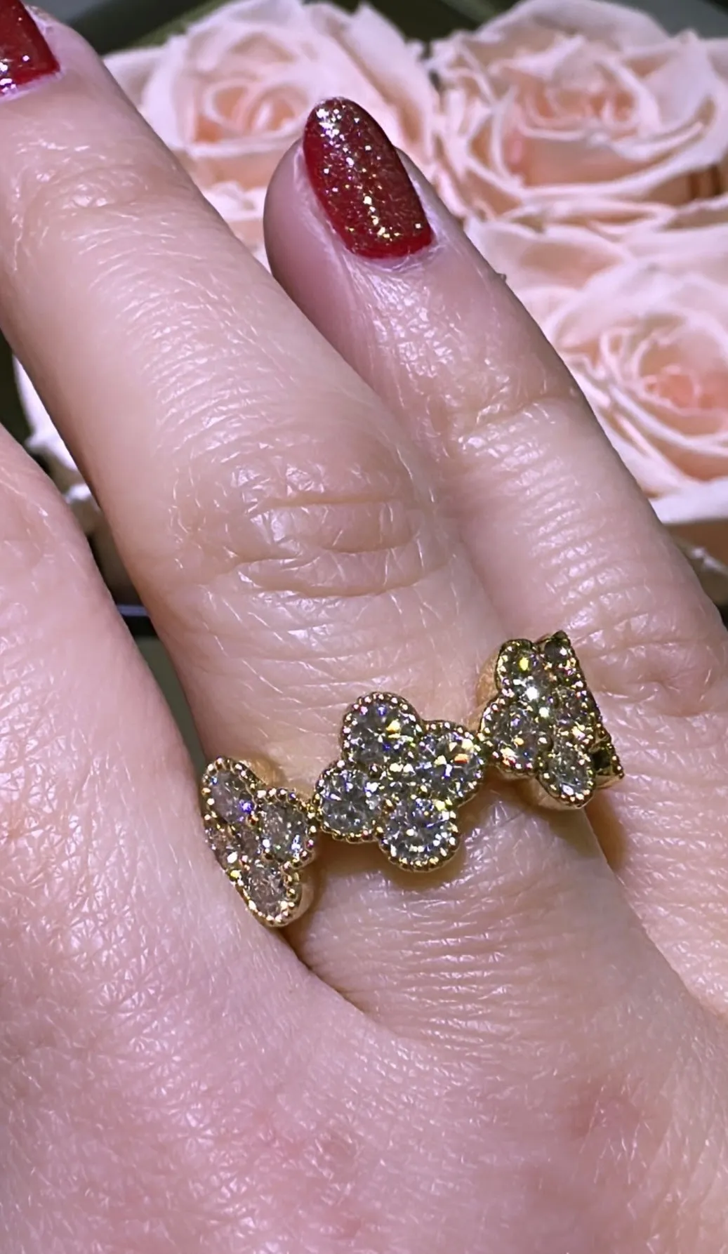 1.88carat Diamond Good Luck Four Clover Right Hand Ring