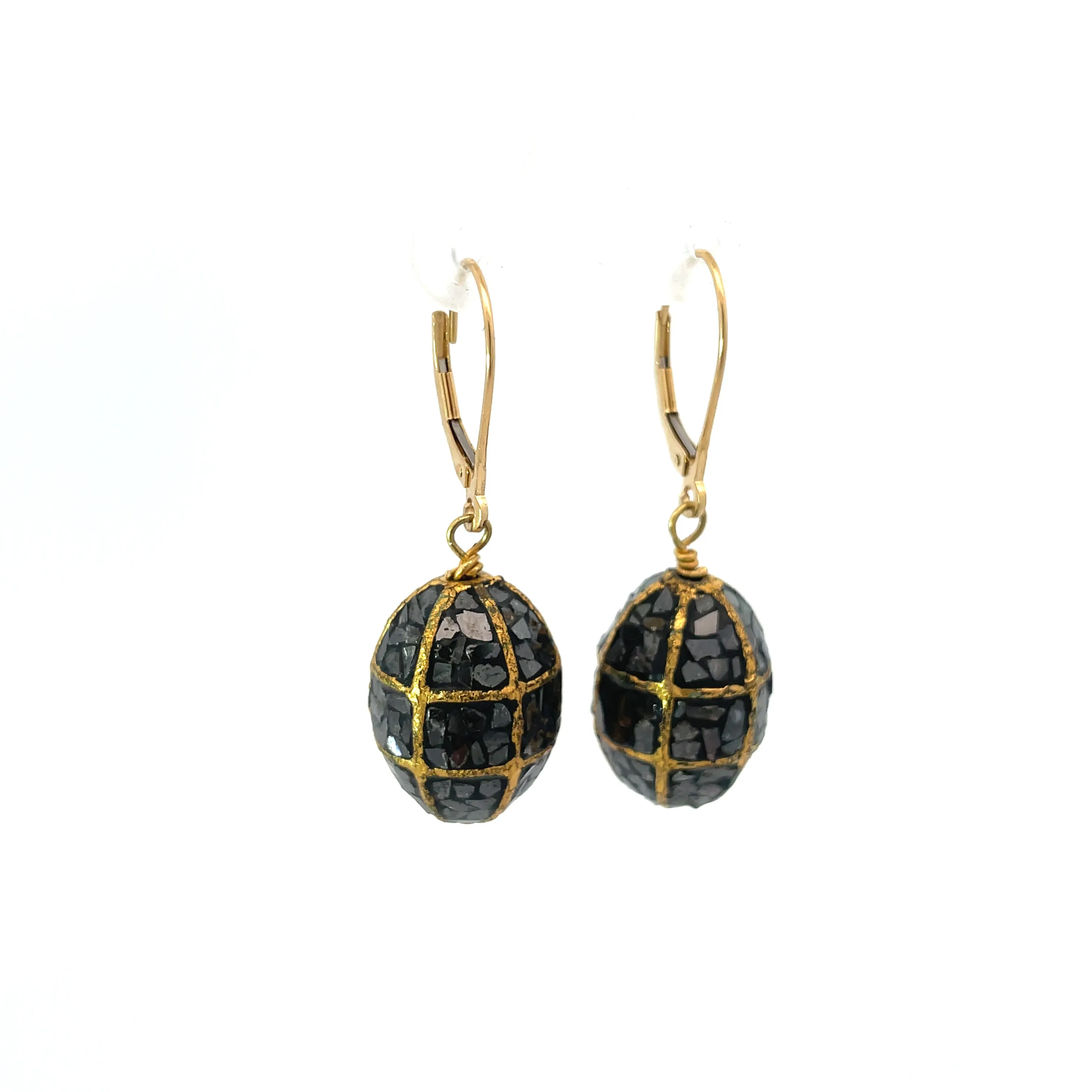 18k  Black Diamond Mosaic Earrings