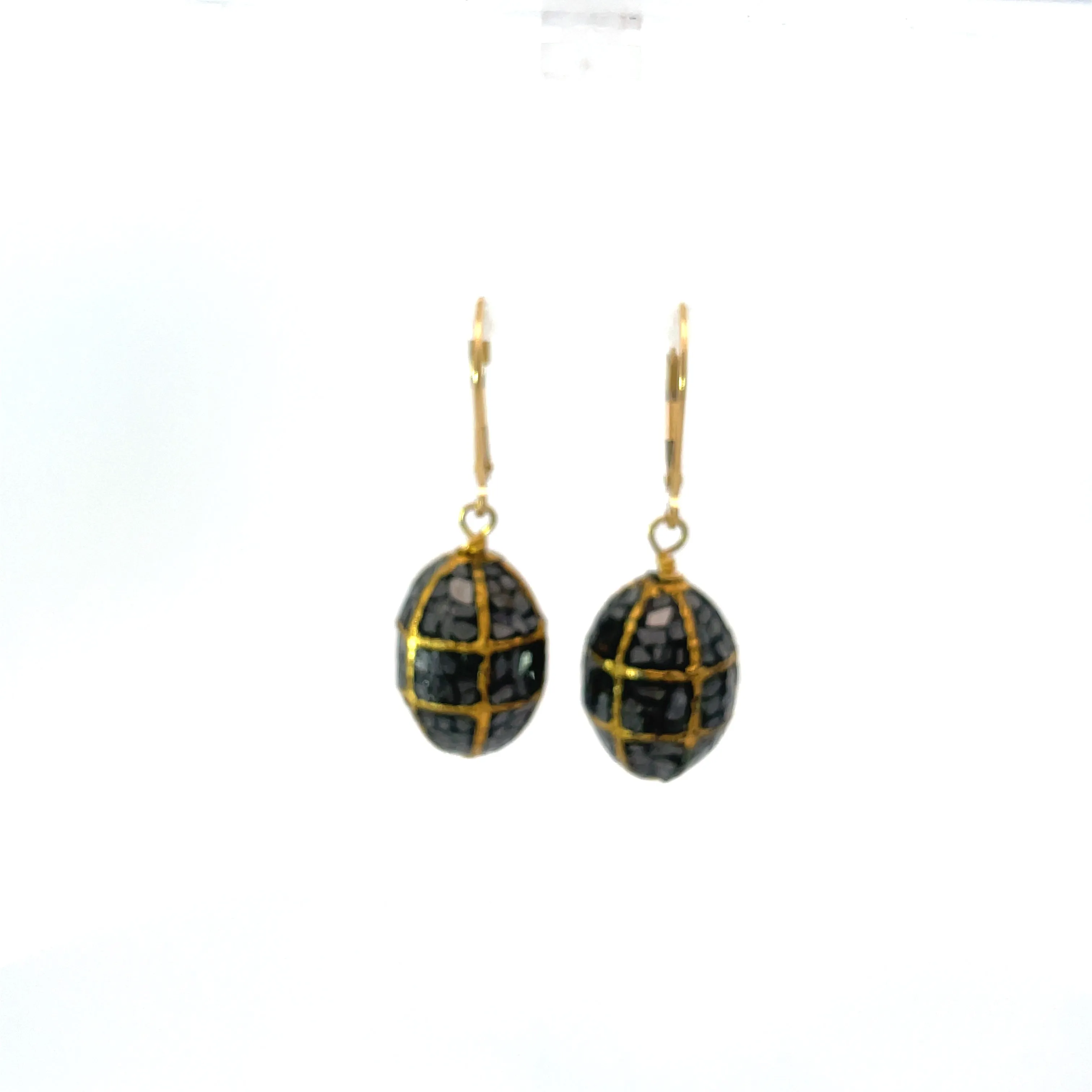 18k  Black Diamond Mosaic Earrings