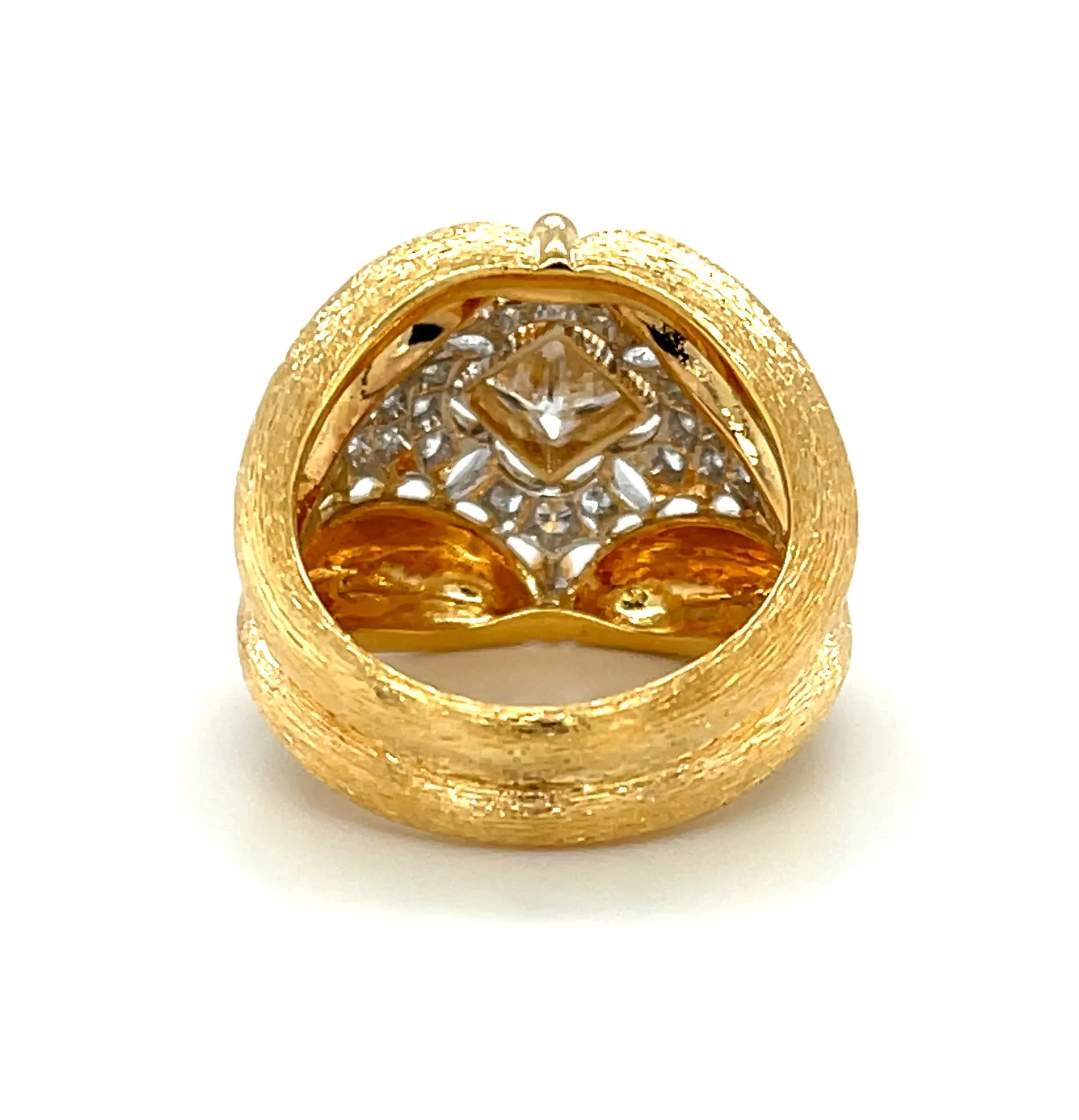 18k Diamond Yellow Florentine Style Gold Band Ring