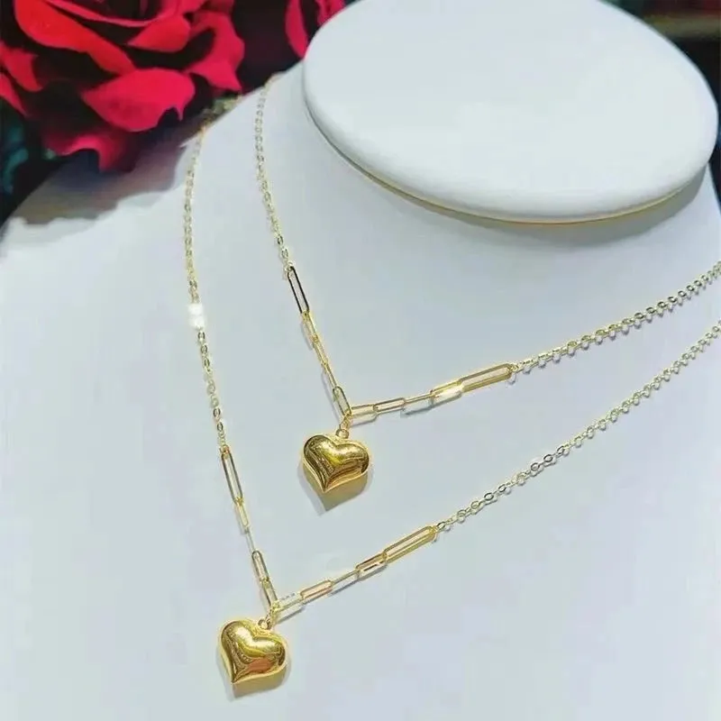 18k Yellow Gold Heart Clavicle Necklace