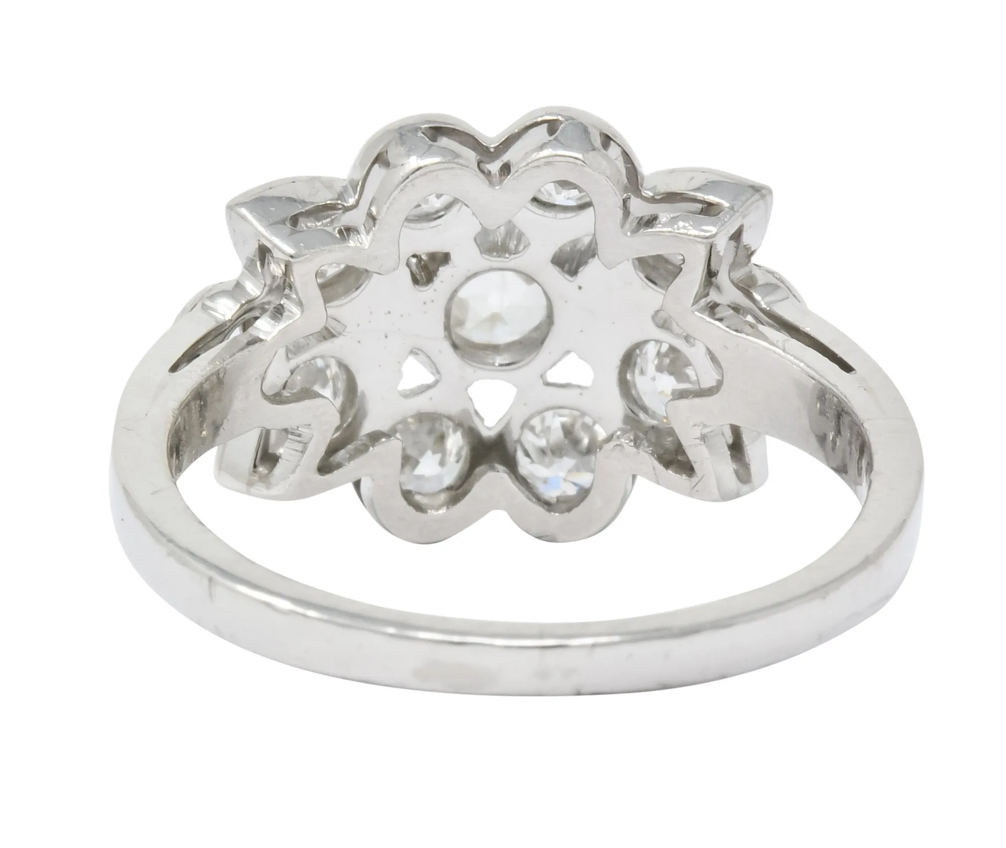 1940's Retro 1.42 CTW Diamond Platinum Foliate Cluster Engagement Ring
