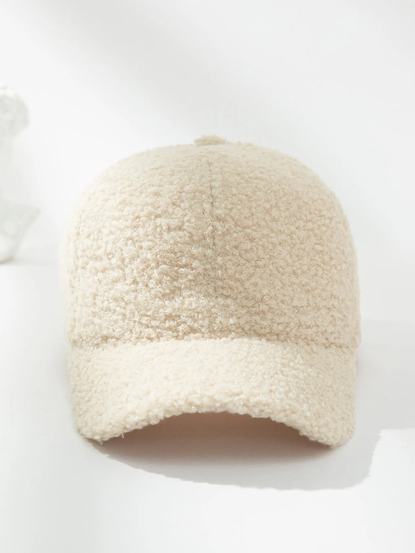 1pc Solid Fleece Baseball Cap - Beige- FD ⚡