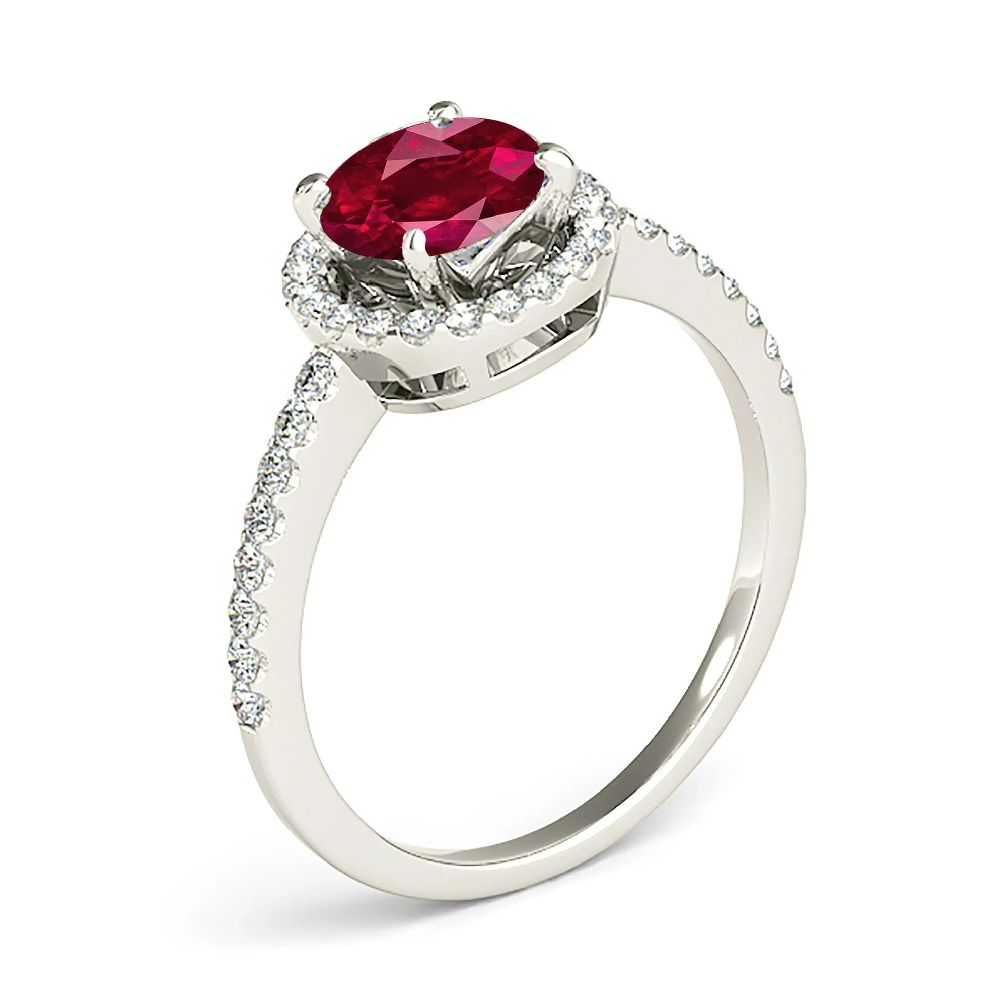 2.35 ct. Genuine Ruby Ring With Delicate Halo And Thin Band