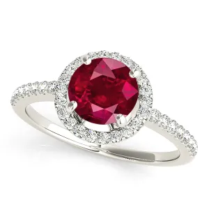 2.35 ct. Genuine Ruby Ring With Delicate Halo And Thin Band