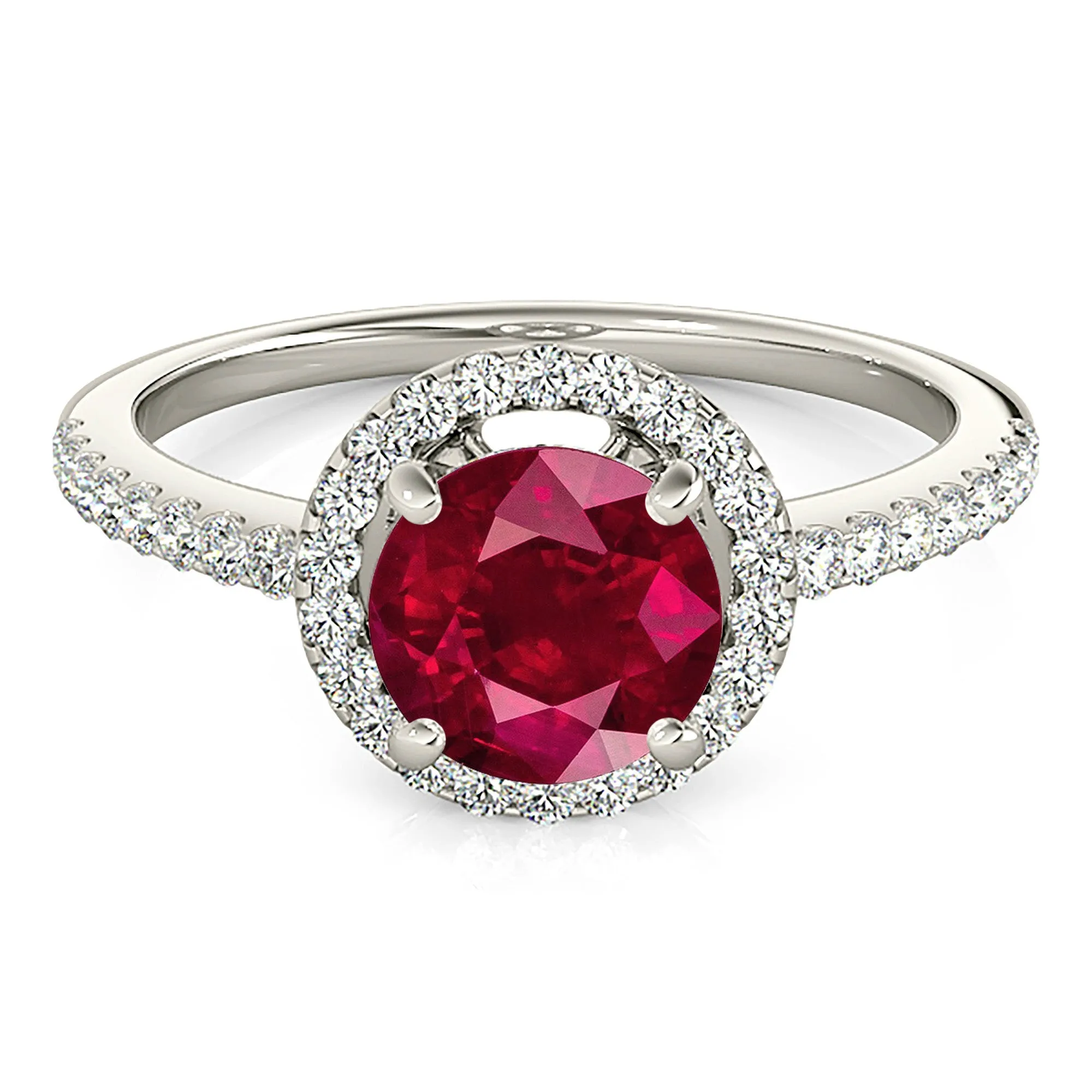 2.35 ct. Genuine Ruby Ring With Delicate Halo And Thin Band