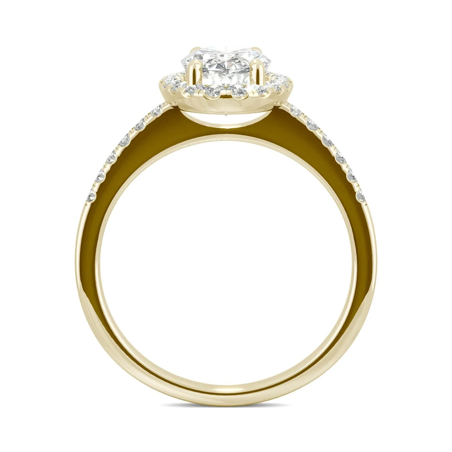 2.62 CTW DEW Elongated Oval Moissanite Halo Ring in 14K Yellow Gold