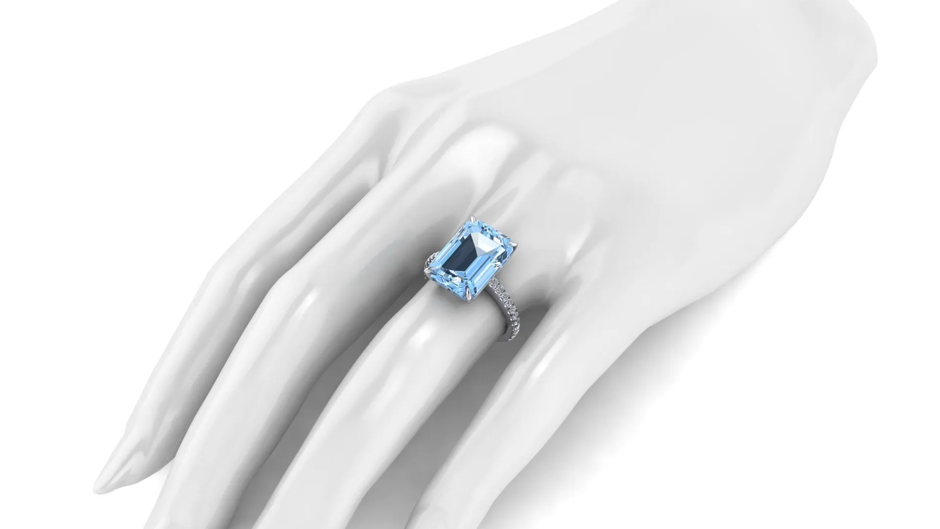 6.21 Carat Emerald Aquamarine Pave Diamond Platinum Cocktail Ring