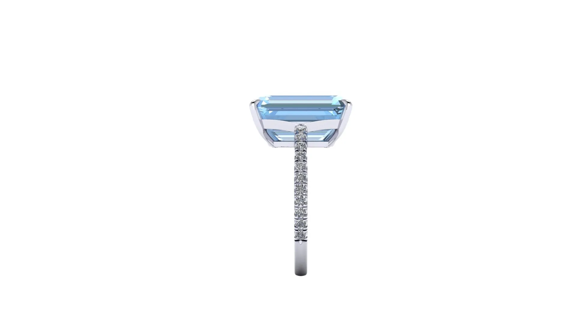 6.21 Carat Emerald Aquamarine Pave Diamond Platinum Cocktail Ring