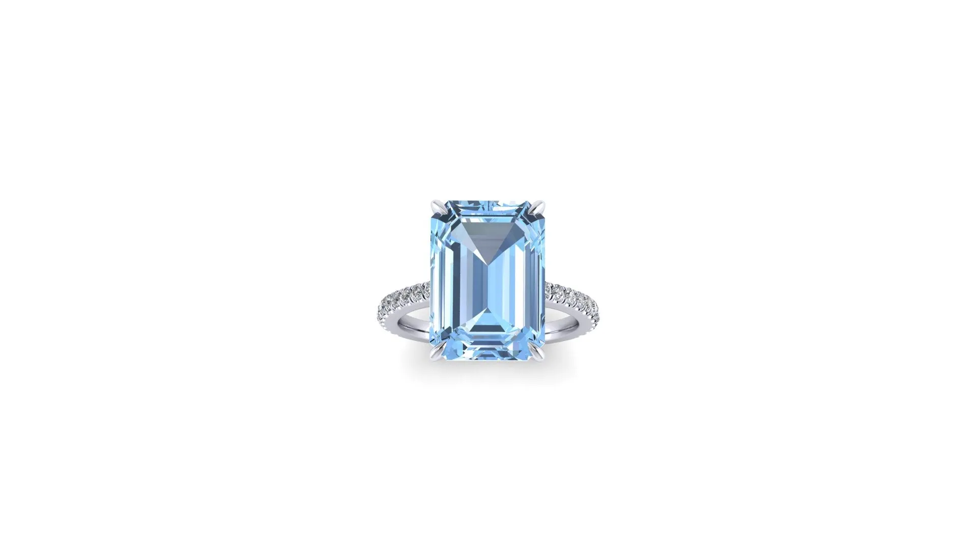 6.21 Carat Emerald Aquamarine Pave Diamond Platinum Cocktail Ring