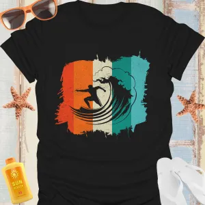70S Inspired Surf Tshirt Vintage Wave Design Teal