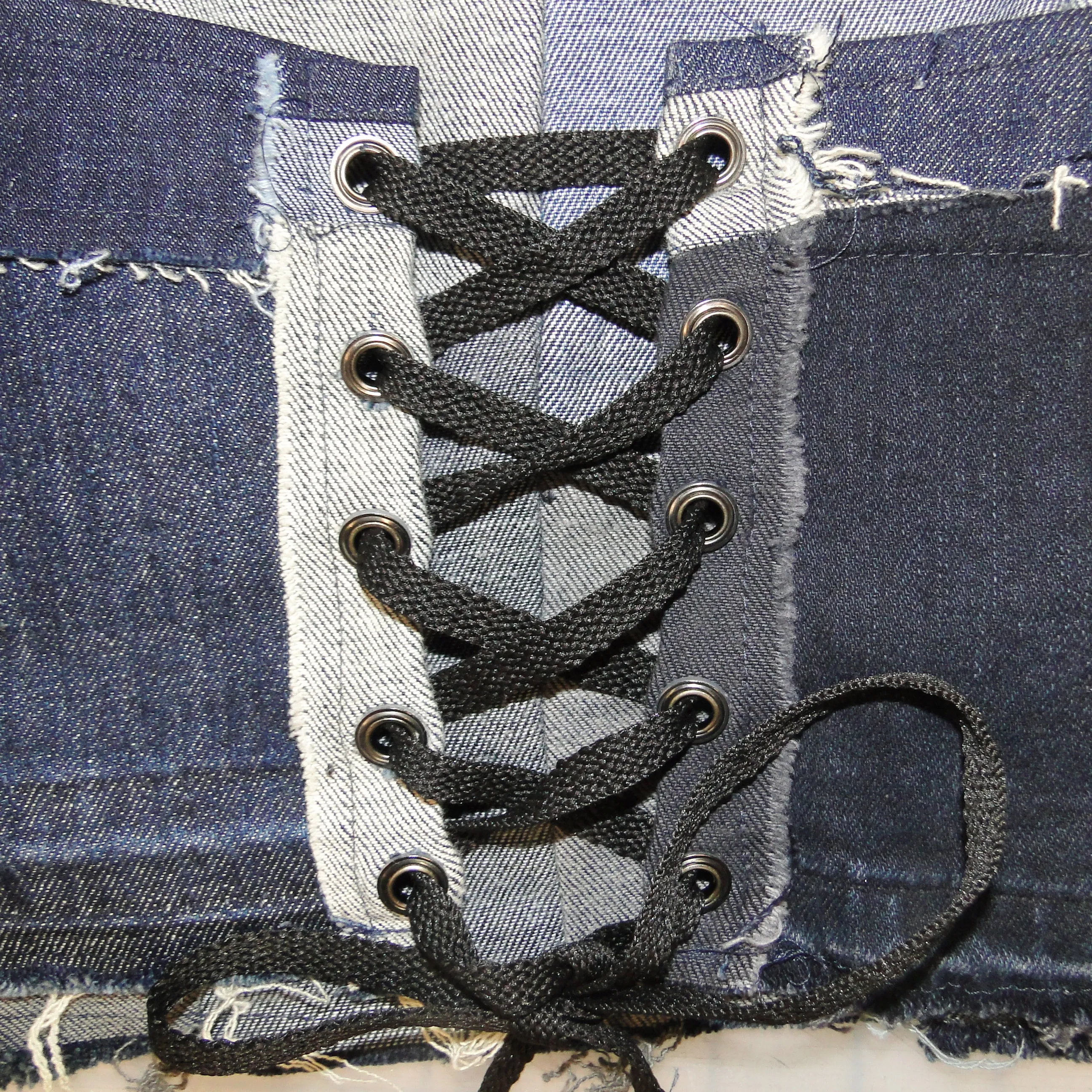 All The Small Things - Upcycled Denim Corset Crop Top