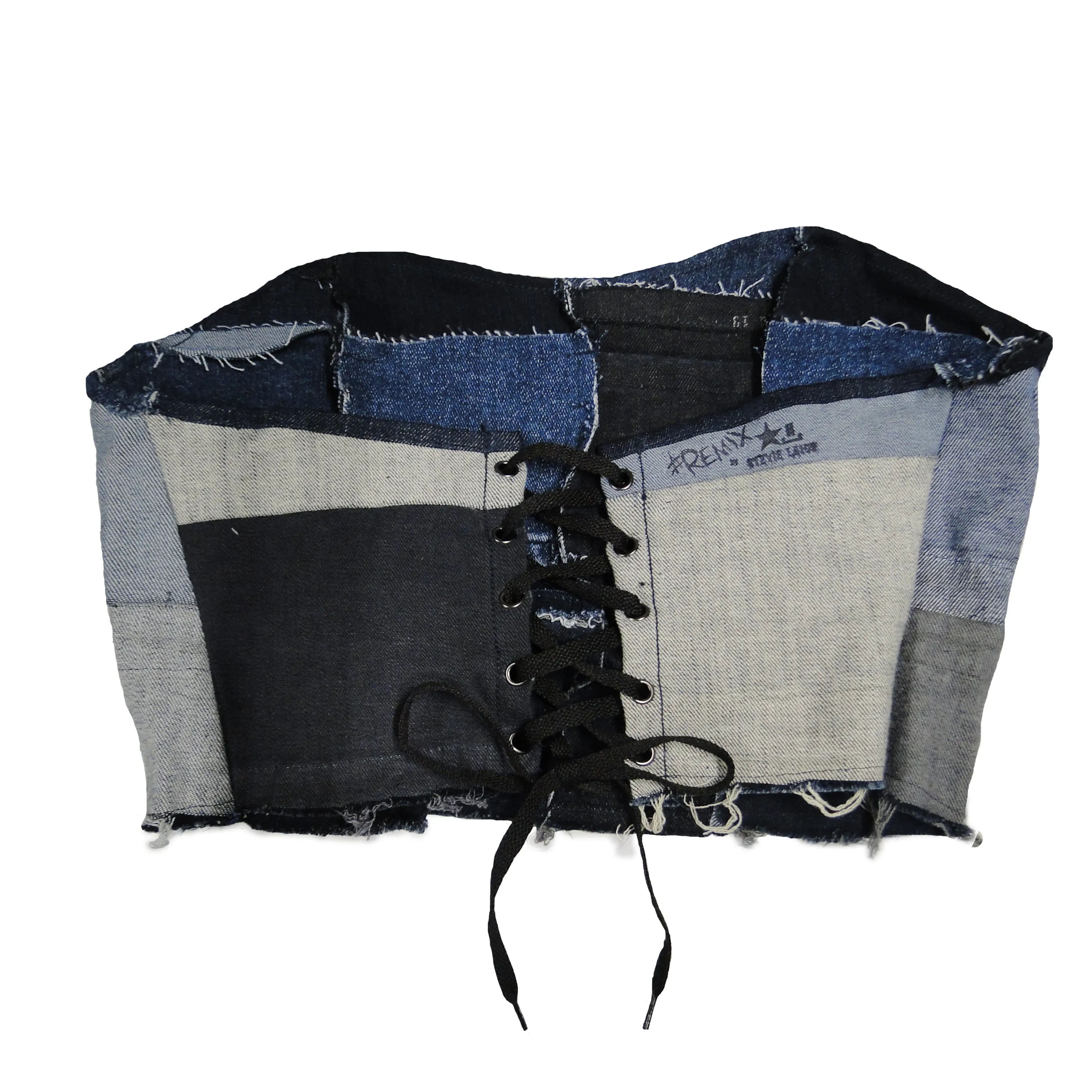 All The Small Things - Upcycled Denim Corset Crop Top